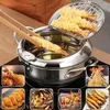 Pans Stainless Steel Oil Pan Deep Fryer With Draining Rack Saving French Fries Frying Japanese Style Tempura