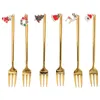 Dinnerware Sets 6 Pcs Christmas Spoon Gift Box Stainless Steel Spoons Festival Forks Metal Coffee Stirring 304 Material Cake Dessert