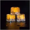 Party Decoration Polychrome Flash Ice Liquid Sensor Glowing Cube Submersible Lights Decor Light Up Bar Club Wedding Party Cup Champagn Ot1H2