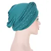 Etniska kläder kvinnor muslimsk knut twist huvud turban wrap cancer cancer kemo islamisk arab cap hatt håravfall motorhuven beanies hijab headscarf