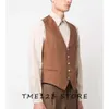 Vests for Men Men's Serge Casual Business Collar Single Breasted Vest Suit Best Formal Man Ambo Wang Steampunk Gothic Chaleco