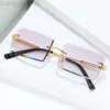 Designer Carti Solglasögon Catier New Style Kajia Fashion Frameless Trimning Women's Net Red Square Gradient Street Shooting Glasses