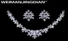 WEIMANJINGDIAN White Gold Color Plated Cubic Zirconia Floral Design Zircon CZ Necklace Earring Wedding Jewelry Sets D18101002173574590760