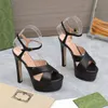 Mulheres sapatos de salto de balé sola carta francesa vestido de couro sapatos 16cm designer de luxo plataforma de moda alta sandálias de estilingue casual couro