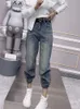 Y2k Large Size Jeans Women's Summer Thin Model Bunched Feet Haren Pants Fat Mm Thin Straight Dad Pants S-4xl 40-100kg 231226