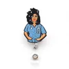 10st Lot Medical Key Rings kände utdragbar svart sjuksköterskeform Badge Holder Reel för Gift284m