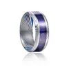 Jqueen 8mm damas acier incrusté motif de Dragon bleu opale papier fond tungstène anneau de mariage Rings3176634