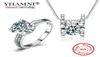 YHAMNI Luxury Original 925 Sterling Silver Jewelry Wedding Sets Top SONA CZ Zirconia Jewelry Ring Collar Accesorios Sets TDZ0371810930