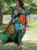 Dames Badmode Bloemenprint Badpak Cover Up Robe De Plage 2023 Zomer Boheemse Jurk Losse Strandkleding Cover-ups Strand Kaftan Pareo