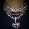 Hip Hop -smycken med zirkon Iced Out Chains Vintage High Grade Love Heart Pendant Halsband Rostfritt stål smycken hela mens 220J