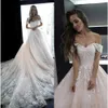 Stunningbride 2024 Luxury Pale Pink Off The Shoulder Lace Sweetheart Neck Wedding Dresses Tulle Appliques Beaded Plus Size A Line Bridal Gowns