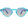 Zonnebrillen in retrostijl UV400 blauw lichtbruin veelhoekig montuur voor heren en dames