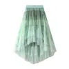 Skirts Xingqing Gradient Color Pleated Skirt Y2k Women High Waist Tiered Ruffle Irregular Hem Midi 2000s Fashion Clothes