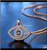 Pendants Jewelry Luxury Blue Cubic Zirconia Evil Eye Necklace For Women Plated Sier Gold Crystal Rhinestone Pendant Neck4643127