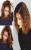 Ombre Short Bob Wig Brazilian Human Hair 1B27 Color Kinky Curly Synthetic Lace Front Wigs Baby Pre Plucked2460276