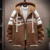 Herbst Herren Jacken Koreanische Mode Streetwear Harajuku Winter Grau Mit Kapuze Casual Männer Kleidung Wolle Warme Jacke 231225