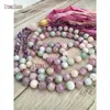 Halsband MN11114 Healing Aquamarines Amethysts och Moonstone Mala halsband Sari Silk Tassel Hand knuten 108 Mala pärlor Boho smycken