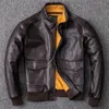 Мужская куртка из натуральной кожи, военная куртка пилота ВВС A2, пальто из натуральной яловой кожи, одежда 231226