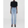 23AW Casual pants AB high waisted washed and edged medium elastic small straight leg women's cropped jeans