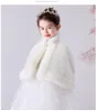 Children born girl fur cape infant formal princess baby plush cloak kids dress bridesmaids Fur coat Boleros 8t 231226