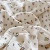 Cobertores nascidos verão cobertor capa rosa floral impressão algodão gaze musselina para meninas infantil dormindo cama de bebê coreano