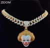 Män kvinnor hiphop film clown pendel halsband med 13 mm miami kubansk kedja isad ut bling hiphop halsband manliga charm smycken4775359