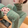 Pulls pour femmes Yuqi Turtle Neck Cashmere Pull Femmes Coréen Rayé Slim Chaud Tricoté Pull Hiver Outwear Chemise Femme