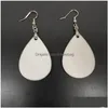 Party Favor Sublimation Boucles d'oreilles vierges Boucle d'oreille de transfert de chaleur Pendentifs en forme de larme en bois inachevé dans 5 formes assorties pour bijoux DIY Ma Otkps