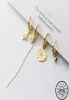 Hoop Huggie 925 Sterling Silver Asymmetrical Zircon Round Star Shape Hoops Earrings Gold Color Long Tassel Chain Ear Rings Jewel5382110