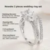 팔찌 Newshe 2 PCS 결혼 반지 세트 Sterling Sier 1.7 CT Princess Pear Cut Aaaaa CZ 여성을위한 약혼 반지 트렌디 한 보석