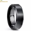 BONLAVIE classique Vintage hommes bague bijoux 8mm largeur poli placage noir tungstène acier anneau pour hommes mâle mariage cadeau 1238d