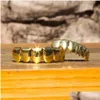 Grillz, Griglie dentali Hip Hop Denti dentali Grillz Uomo Donna Griglie d'oro Set Gioielli di moda Alta qualità Otto 8 Denti superiori Sei 6 Bott Dhvl8