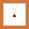 Collier petite jupe en forme d'éventail pour femme plein de diamants, argent pur, luxe léger, blanc de niche, nacre, agate rouge, chaîne de clavicule