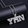 Hangende kettingen aitiei iced out bling yrn letters ketting met touwketen mannen goud zilveren kleur hiphop mode sieraden3234