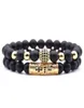 Uomini di qualità Set Bracciale Moda Uomo Homme Gioielli 8MM Pietra naturale Oro Nero Microintarsiato Zircone CZ Braccialetti con perline4138265