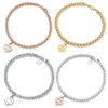 Bracelets Collier de créateur Bracelets de charme TIFF 100% 925 argent 4mm perle ronde amour bracelet en forme de coeur femme épaissie placage inférieur f