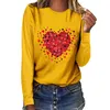 Women's T Shirts Fashion Valentine's Day Love Print Round Neck Long Sleeve Top Shirt Plain Women Womens Work Out Pack