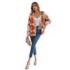 Sweaters V-neck Geometric Patchwork Color Contrast Knit Cardigan Knitted Plaid Tops Long Sleeve Print Women Clothes Jumper PU Elbow Patchwork Plus Size Sweater