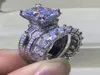 2020 recién llegado, joyería de lujo, anillos para parejas, Plata de Ley 925, corte princesa, topacio blanco, piedras preciosas grandes, anillo nupcial de boda para mujer 9014034