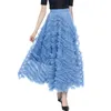 Skirts Design High End Mesh Heavy Industry Super Large Hem Long Skirt Appear Thin Covering The Crotch Gorgeous Cake For Women