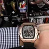 Montre de luxe volautomatisch uurwerk horloge lichtgevende wijzerplaat wijzer 40x50x16mm diepe waterdichte roestvrijstalen kast top watch258E