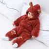 Winter Baby Romper With Ears Thicken Cotton born Bodysuit Hooded Baby Girl Clothes Cartoon Boys Jumpsuit 0-24 Months 231225