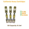 California Honey Bags Carts 0.8ml 1.0ml Cartridges 510 Thread Empty Vaporizer 2.0mm Holes Copper Drip Tips