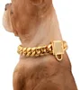 14mm Strong Gold Stainless Steel Lock Buckle Dogs Training Choke Chain Collars for Large Dogs Pitbull Slip Dog Collar5656114