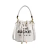 The Bucket Bag Marc Jackobs Shoulder Bag Letter Bucket Bag Läder DrawString Handväska blixtlås med pressad blommig tygväska för kvinnor Fashion Luxury Bucket Bag