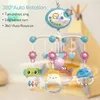 Рожденная детская кровать-колокольчик, игрушка, вращающаяся подвесная проекция, дистанционное управление, вращающийся музыкальный успокаивающий эмоции, подарок для младенцев, игрушки 231225