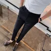 Black White Embroidered Business Formal Pants Men Korean Style Slim Office Social Suit High Quality Streetwear Ankle 231226