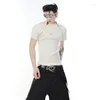 Men's T Shirts FEWQ High Street Fashion T-shirts Niche Deconstructed Slim Fitting Knitted Short Sleeve Metal Zipper Split Design 9C670