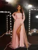 Casual jurken Yesexy Off-shoulder roze pailletten split mesh bruiloft cocktail avond prom feest formele gelegenheid