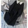 French Vintage Black Sweater Dress For Women Luxurious Autumn Winter Dress Korean Style Inner Midi Knitted Dress 231226